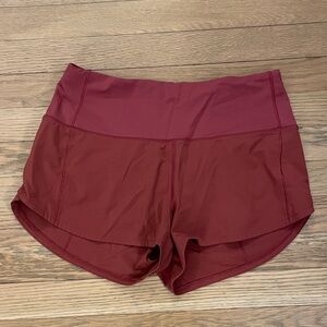lululemon athletica Maroon speed Athletic Shorts high waist